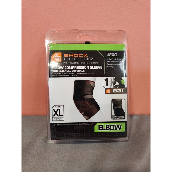 Shock Doctor Elbow Compression Sleeve w/ Extended Coverage XL - Picture 3 of 4